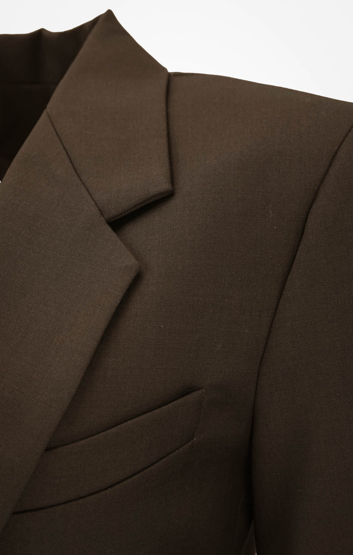 Christopher Esber Triquetra Slash Cutout Blazer in Dark Brown