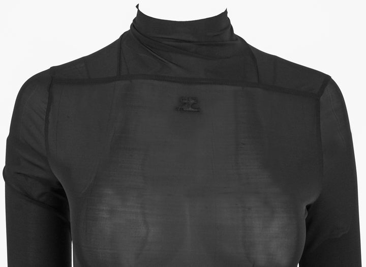 Courrèges Mesh Bodysuit in Black - Discounts on Courrèges at UAL
