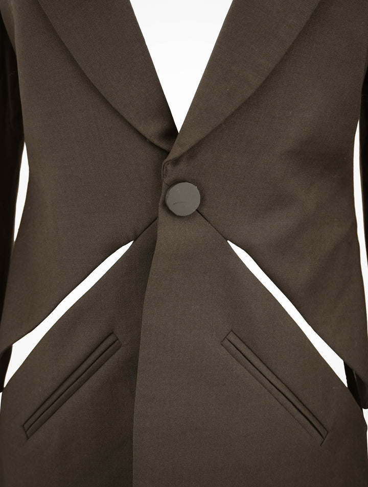 Christopher Esber Triquetra Slash Cutout Blazer in Dark Brown