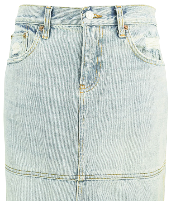Re/Done Mid Rise Split Skirt in Ripped Tide - Discounts on RE/DONE at UAL