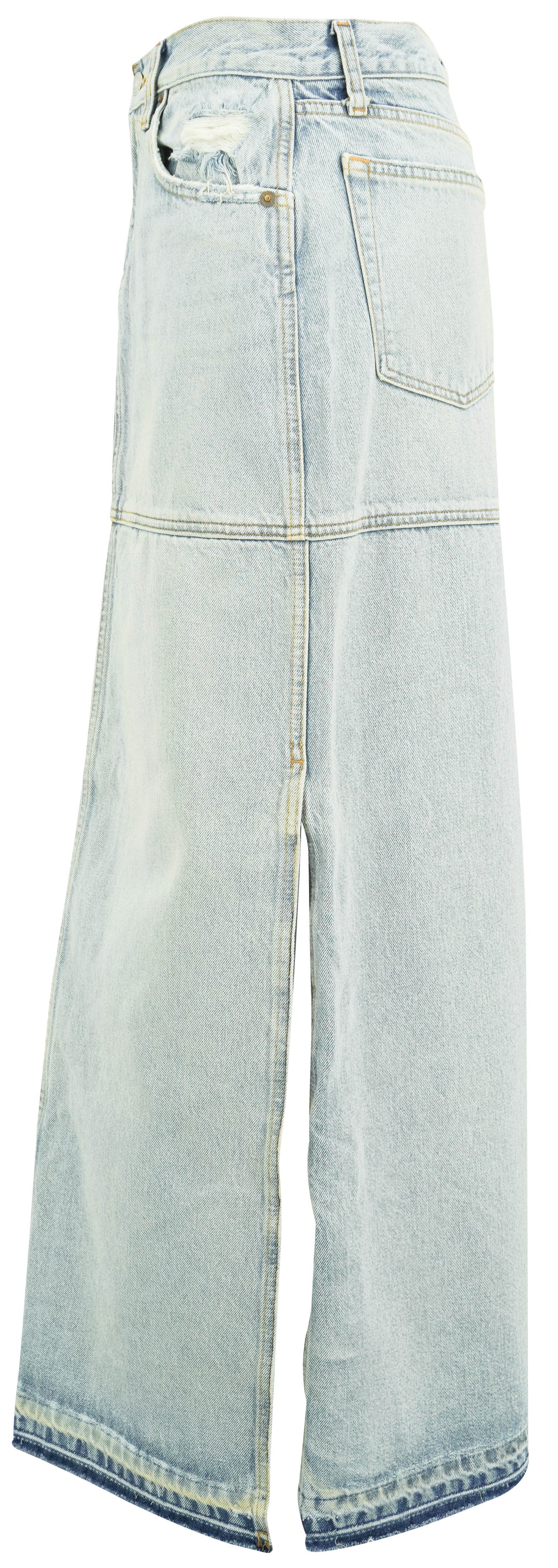 Re/Done Mid Rise Split Skirt in Ripped Tide - Discounts on RE/DONE at UAL
