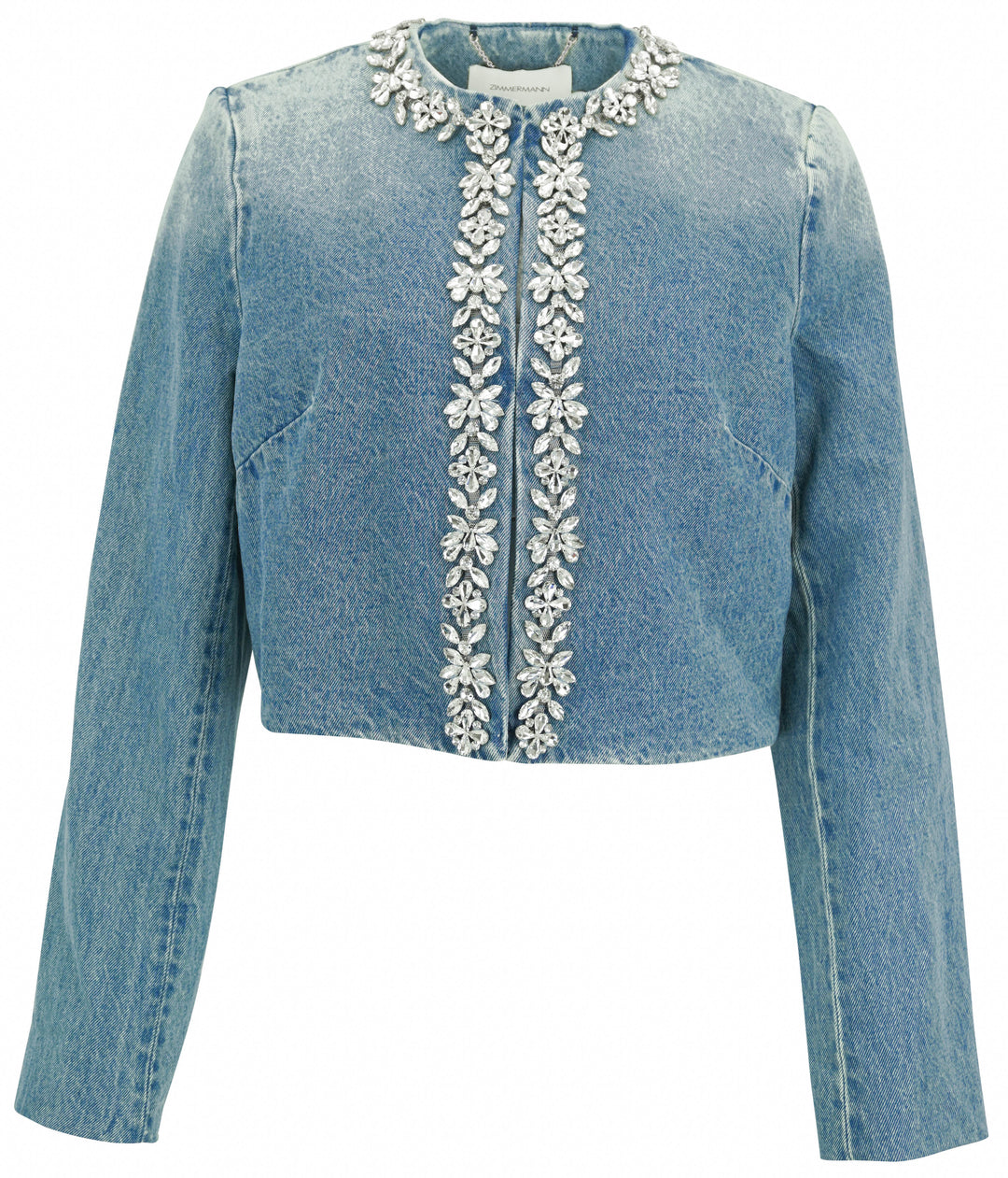 Zimmermann Crush Embellished Denim Jacket in Blue Moon
