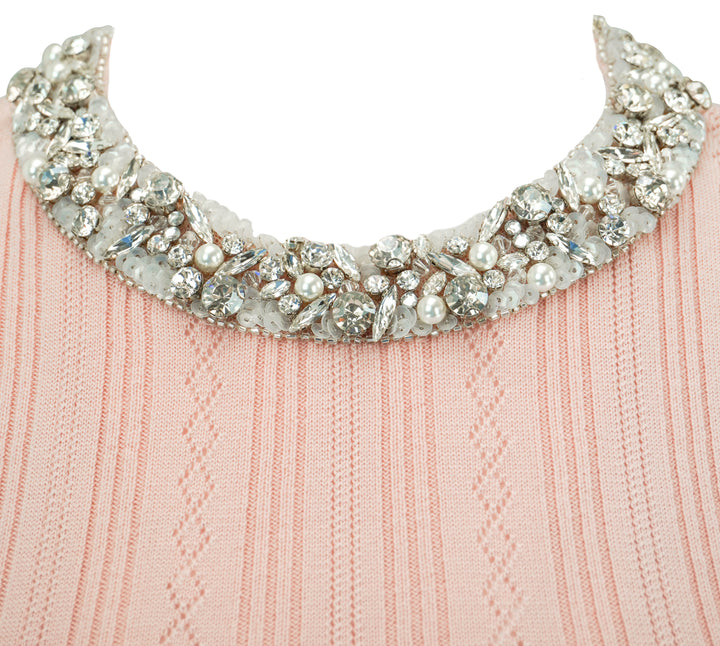 Valentino Embroidered Tee Shirt in Pink Nude