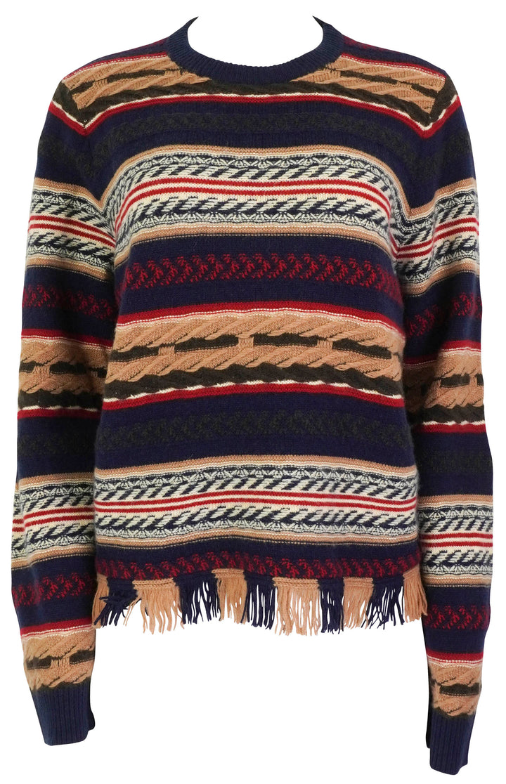 Guest in Residence Western Stripe Crew Sweater in Midnight Combo