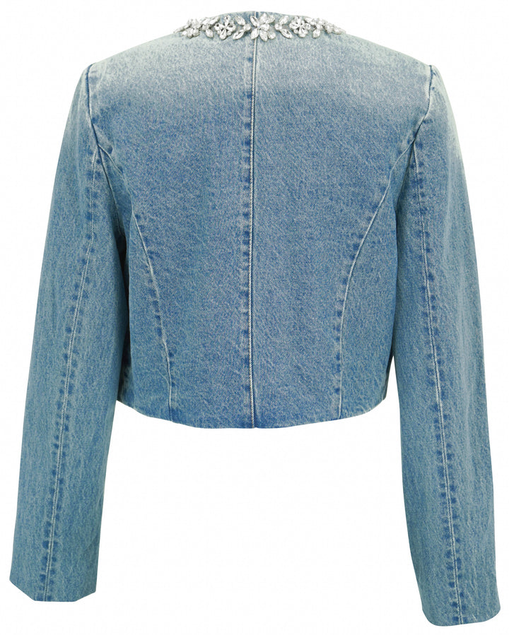 Zimmermann Crush Embellished Denim Jacket in Blue Moon