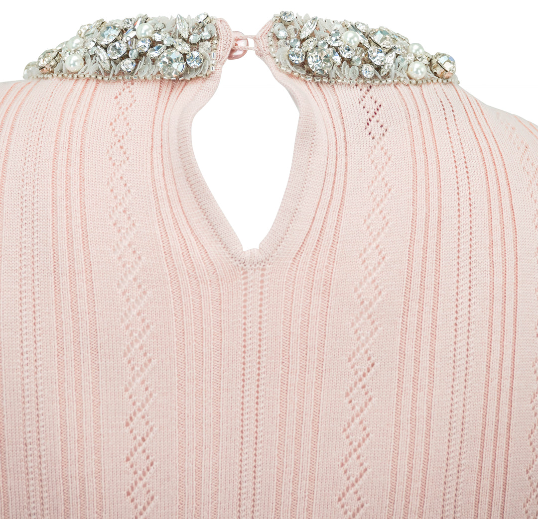 Valentino Embroidered Tee Shirt in Pink Nude