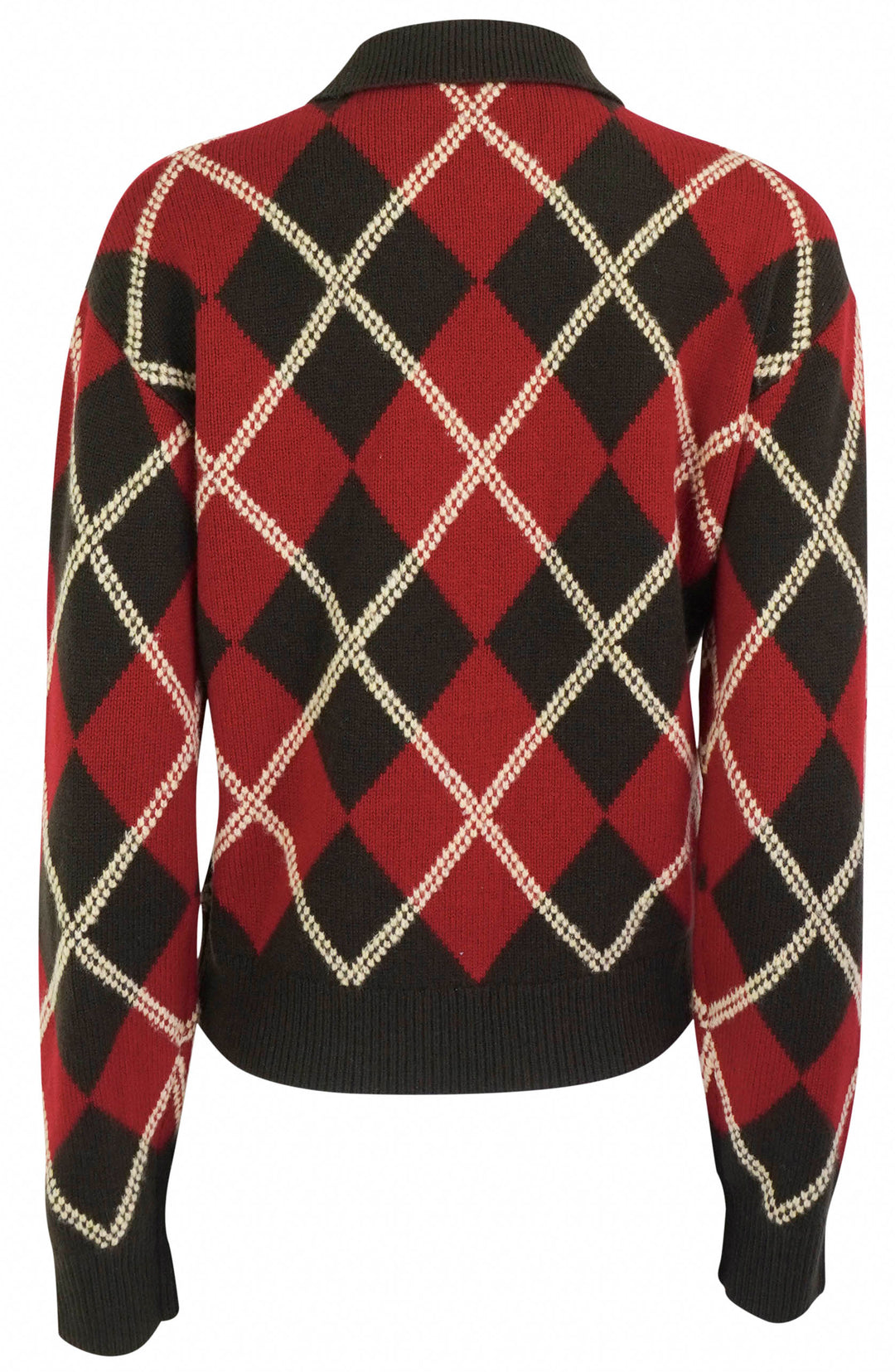 Guest in Residence Collegiate Argyle Polo Top in Burnt Cocoa Combo