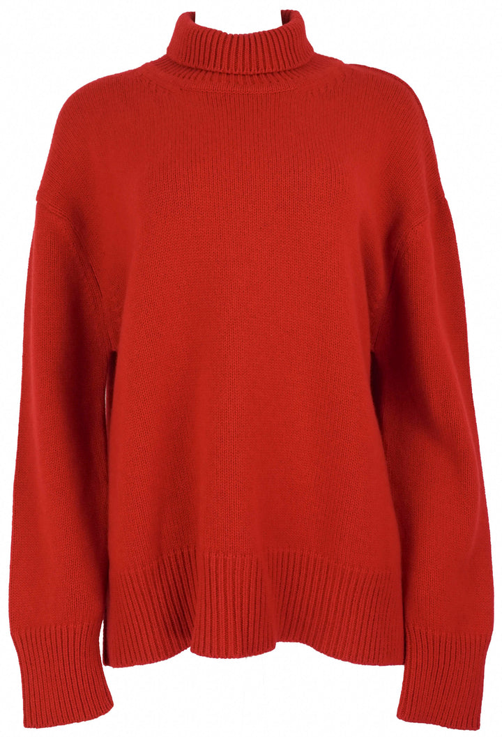 Brandon Maxwell Oversized Cashmere Turtleneck Sweater in Red