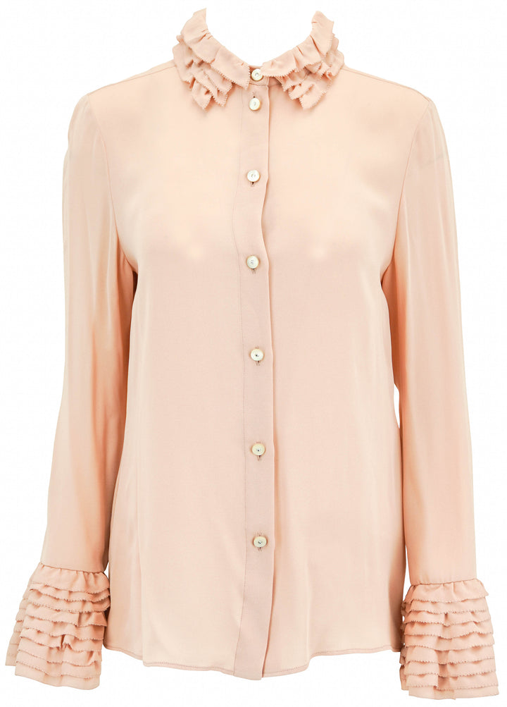 Valentino Georgette Rose Blouse in Rose Mist
