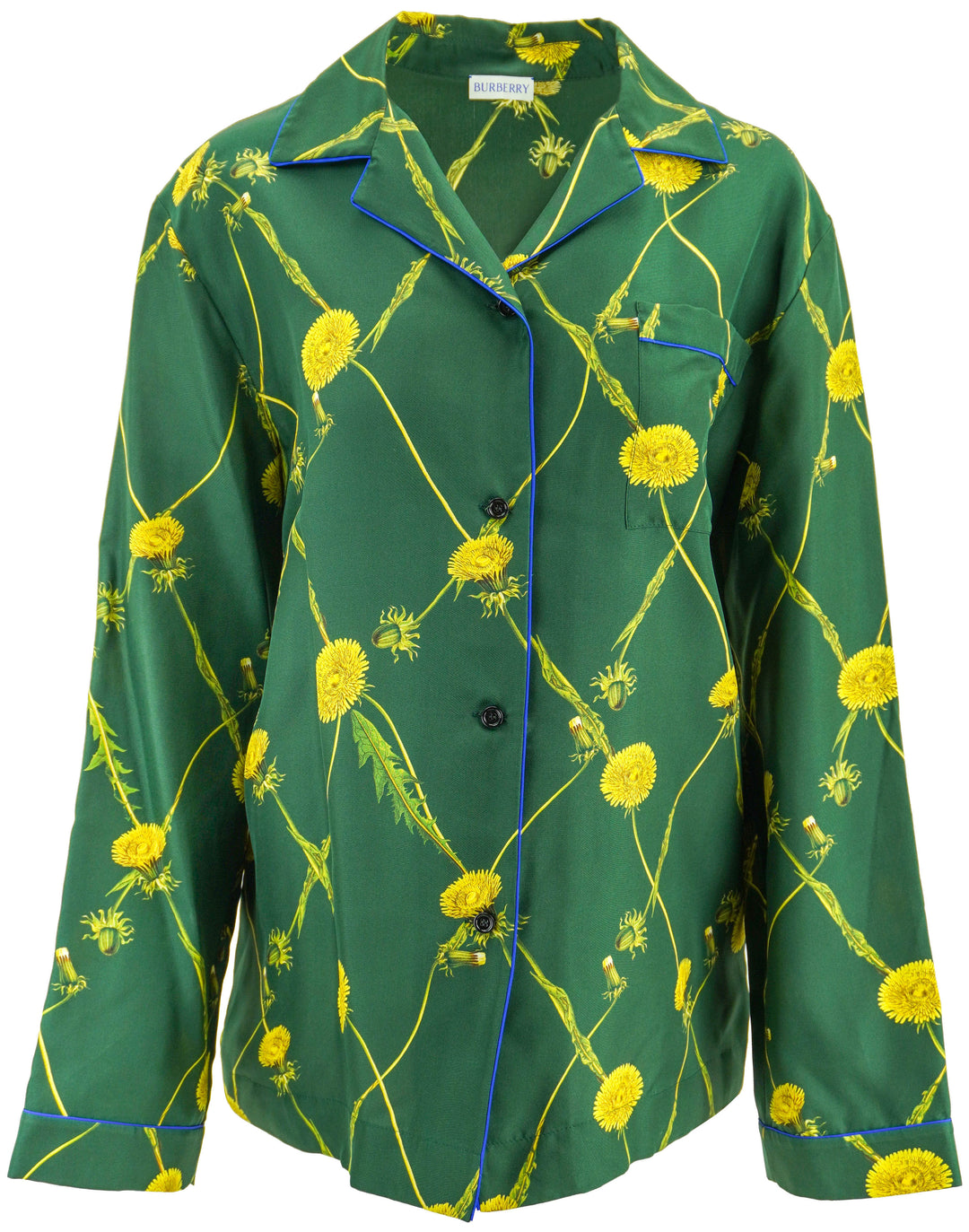 Burberry Silk Dandelion Print Pajama Shirt in Green - Discounts on Burberry at UAL