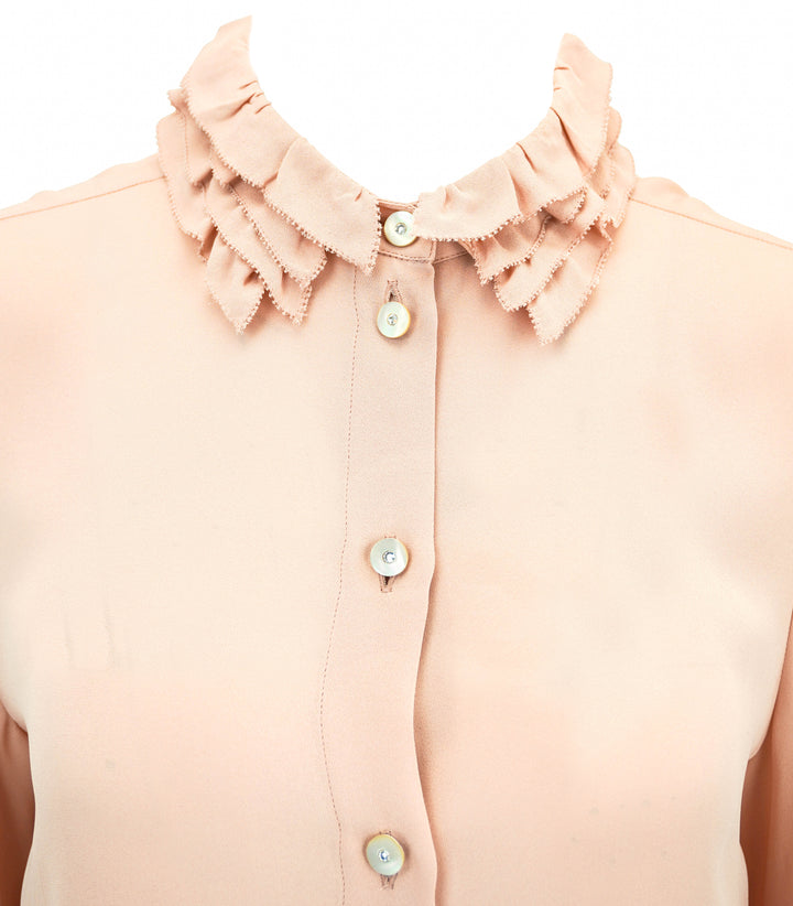 Valentino Georgette Rose Blouse in Rose Mist