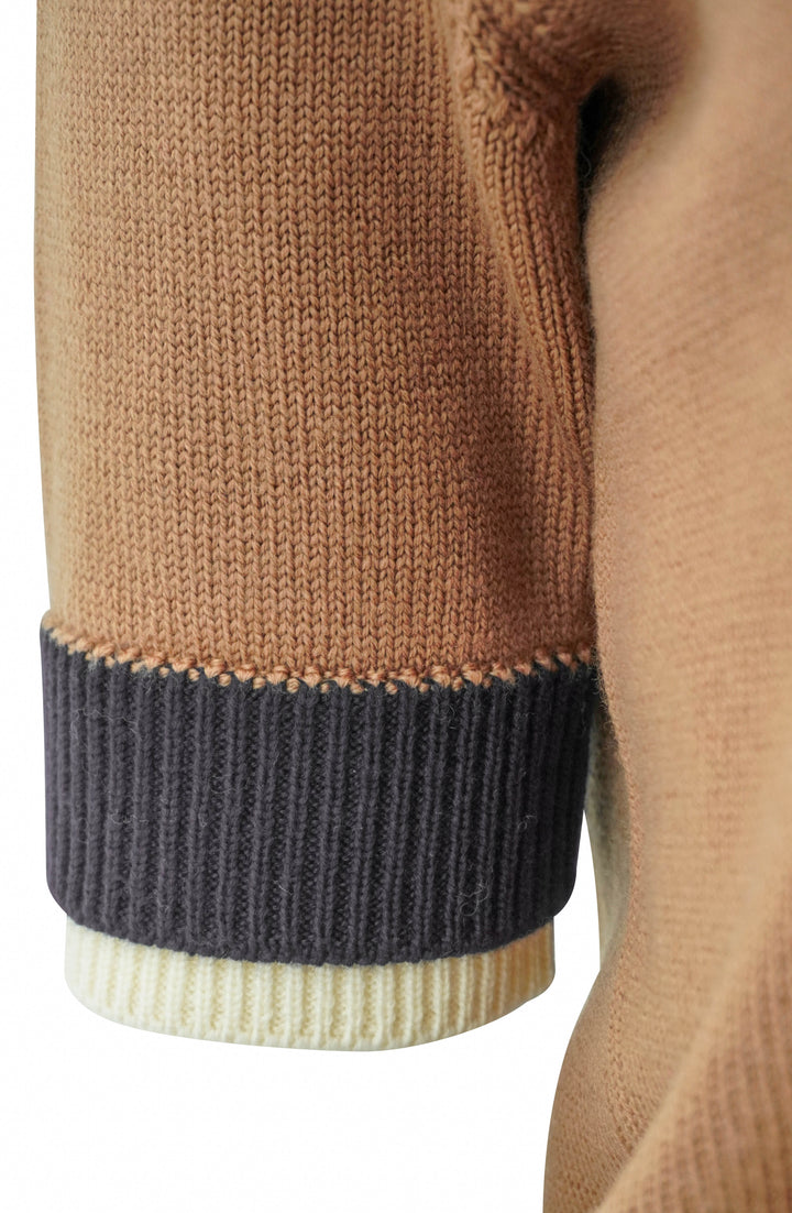 Oscar de la Renta Short Sleeve Polo Sweater in Walnut