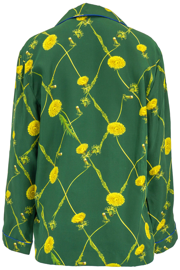 Burberry Silk Dandelion Print Pajama Shirt in Green - Discounts on Burberry at UAL