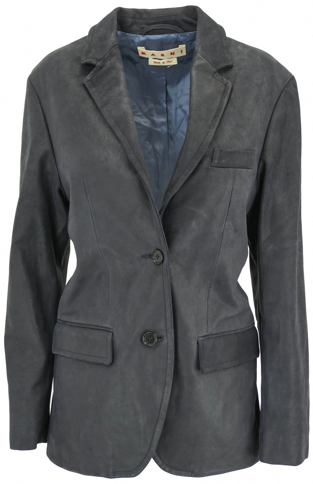 MARNI Suede Coat in Navy