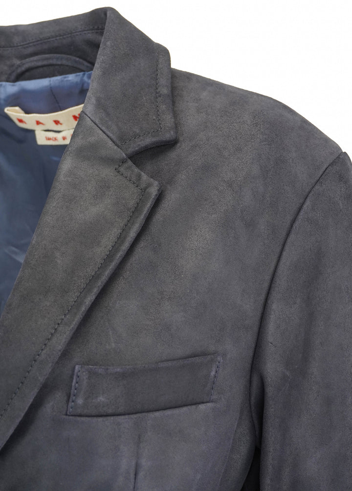 MARNI Suede Coat in Navy