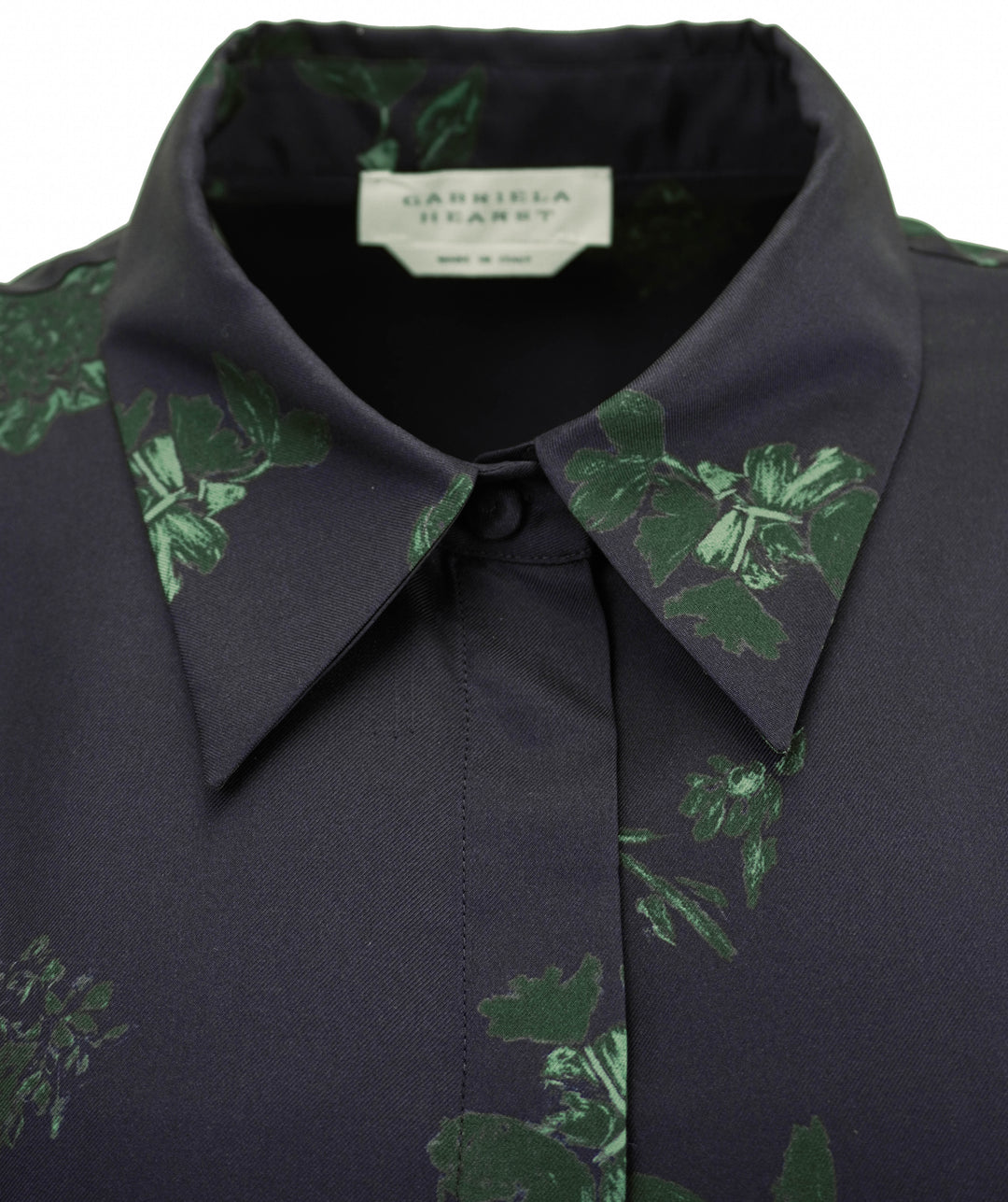 Gabriela Hearst Cruz Blouse in Dark Navy and Emerald Green
