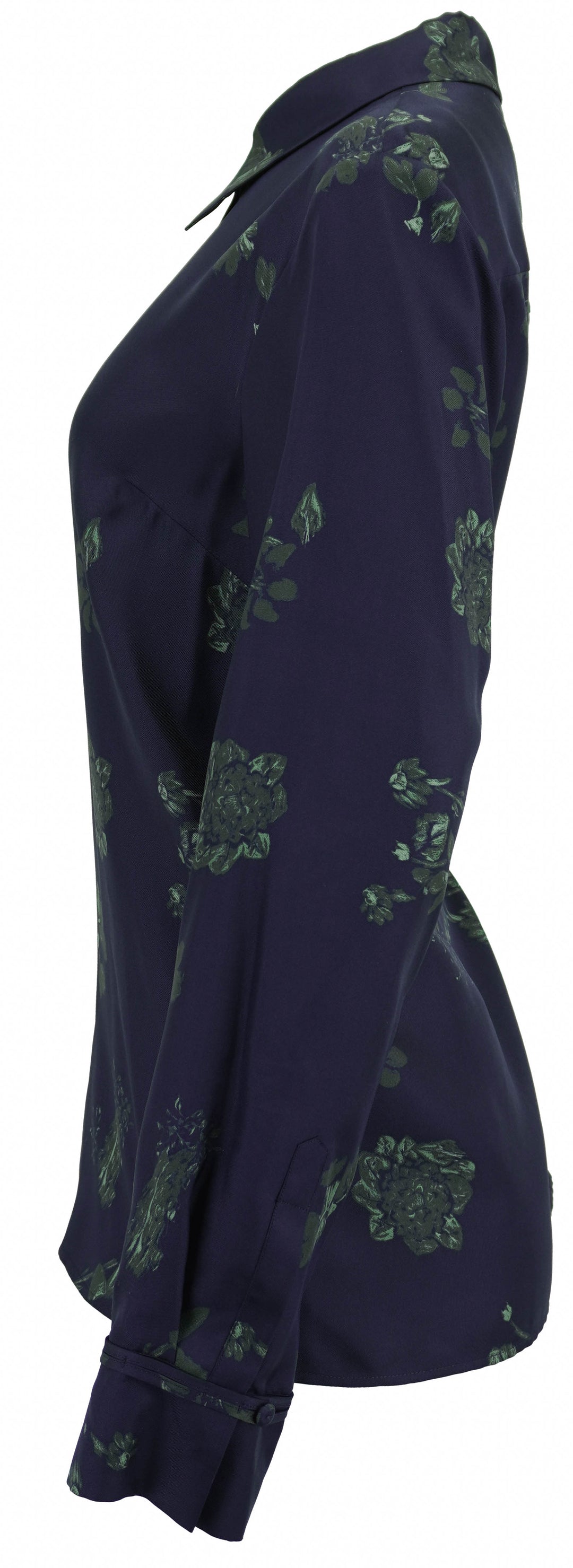 Gabriela Hearst Cruz Blouse in Dark Navy and Emerald Green