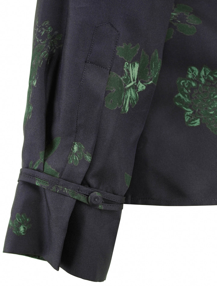 Gabriela Hearst Cruz Blouse in Dark Navy and Emerald Green