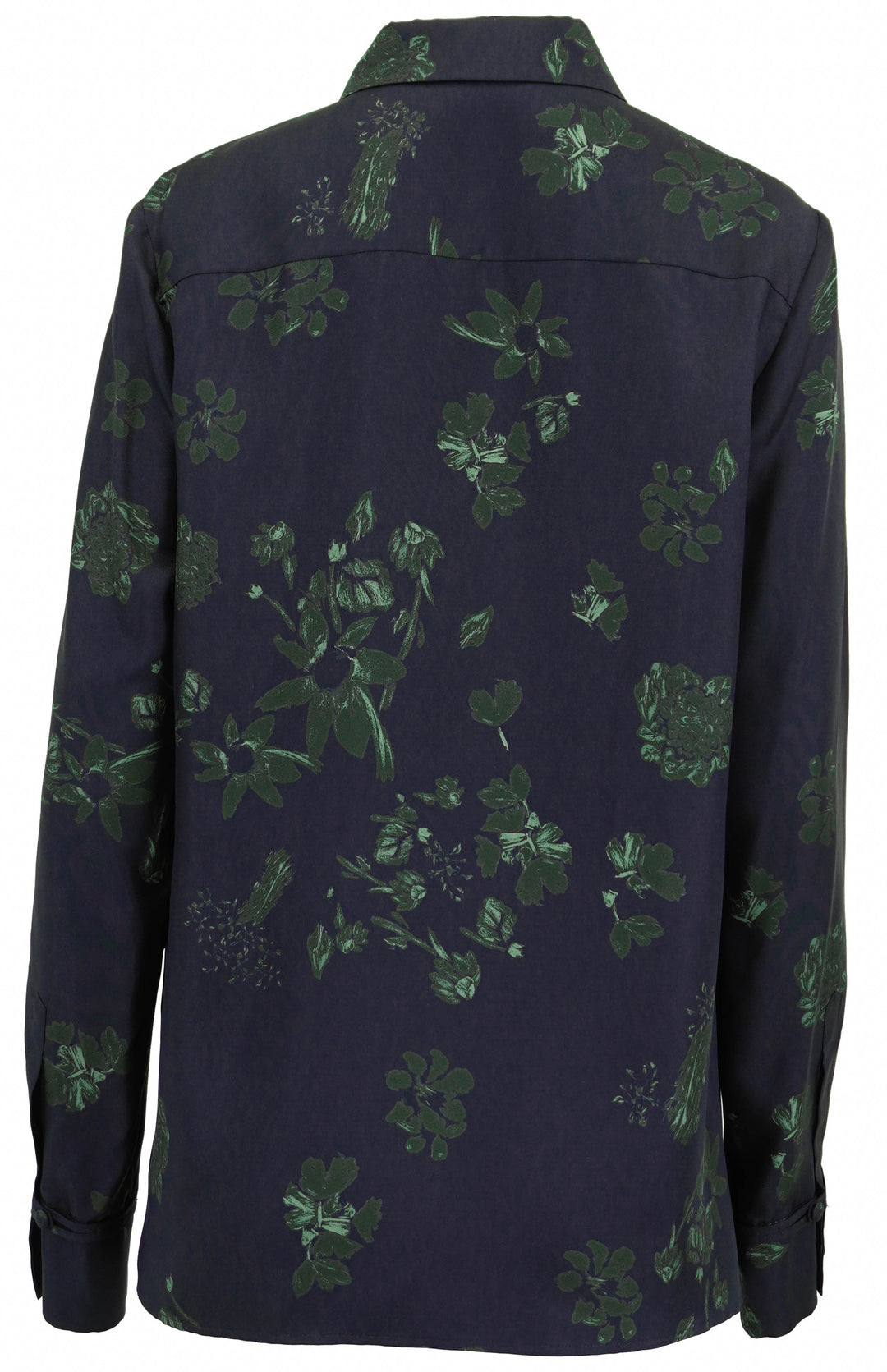 Gabriela Hearst Cruz Blouse in Dark Navy and Emerald Green