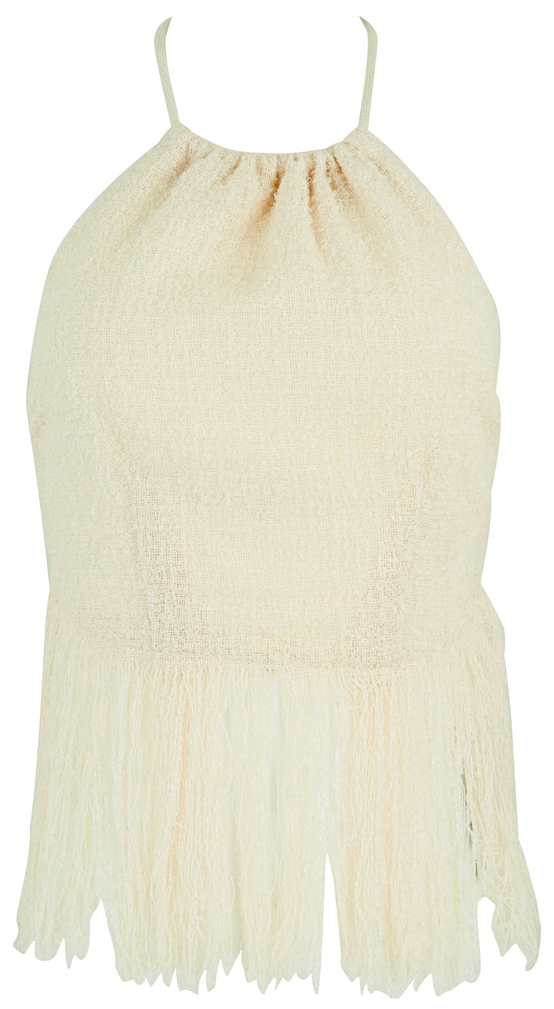 Rosie Assoulin Fringe Halter Top in Tropical Wool Boucle - Discounts on Rosie Assoulin at UAL