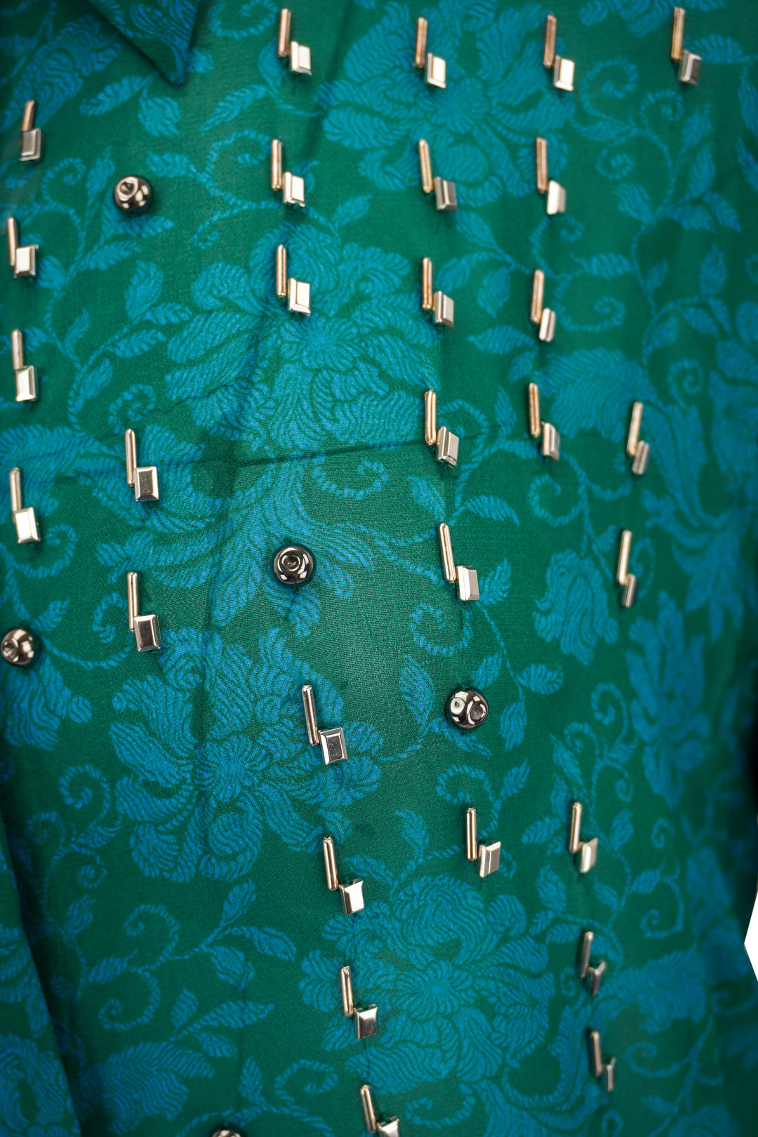 Dries Van Noten Chowy Embroidered Blouse in Turquoise