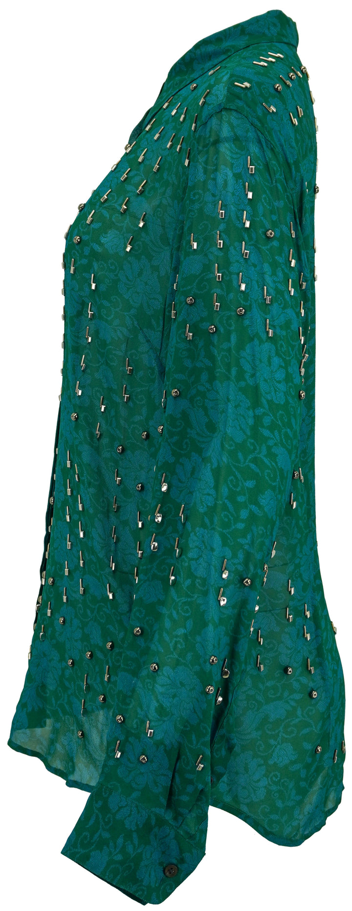 Dries Van Noten Chowy Embroidered Blouse in Turquoise