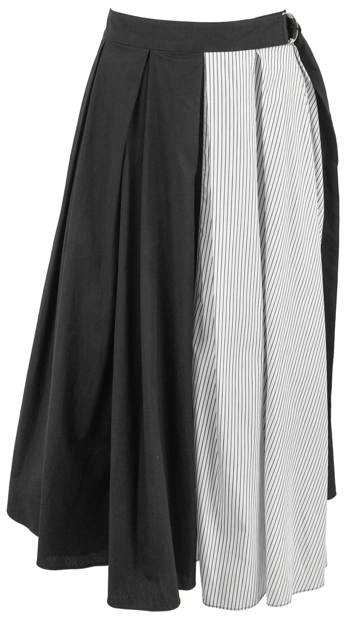 Maria McManus Box Pleat Skirt in Black and Charcoal Stripe - Discounts on Maria McManus at UAL