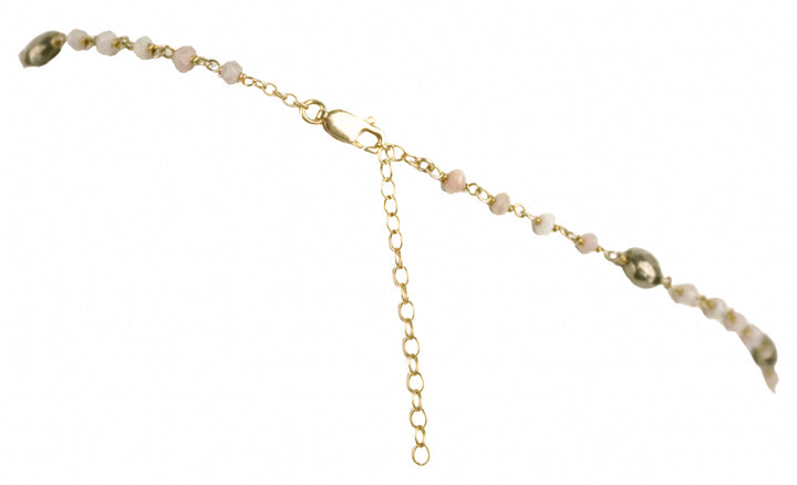 Ela Rae Yaeli Necklace in Pyrite and Pink Opal - Discounts on Ela Rae at UAL
