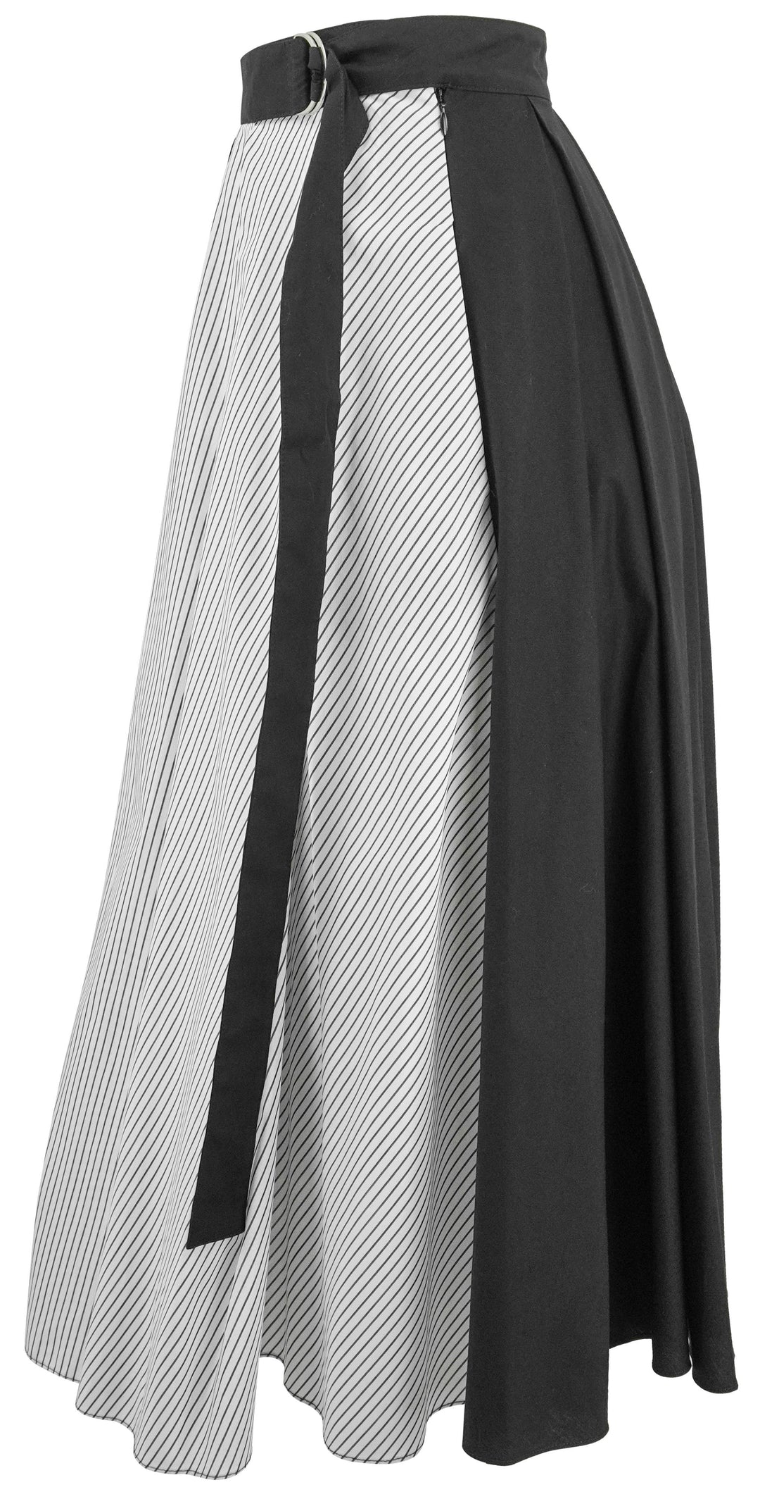 Maria McManus Box Pleat Skirt in Black and Charcoal Stripe - Discounts on Maria McManus at UAL