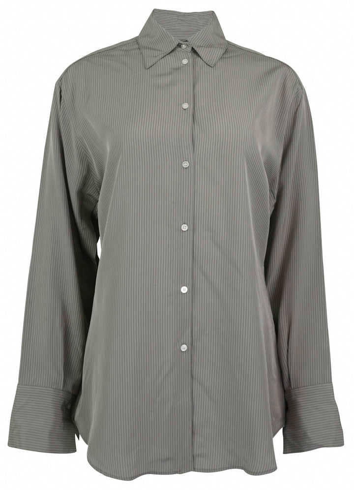 Róhe Button Down Shirt in Light Grey Stripe