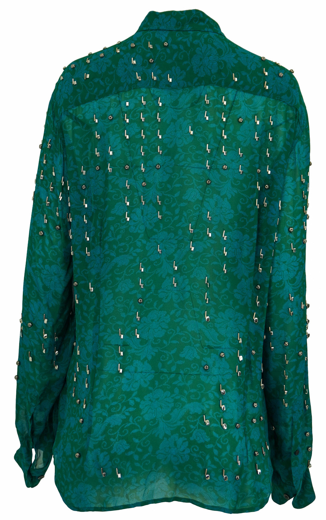 Dries Van Noten Chowy Embroidered Blouse in Turquoise
