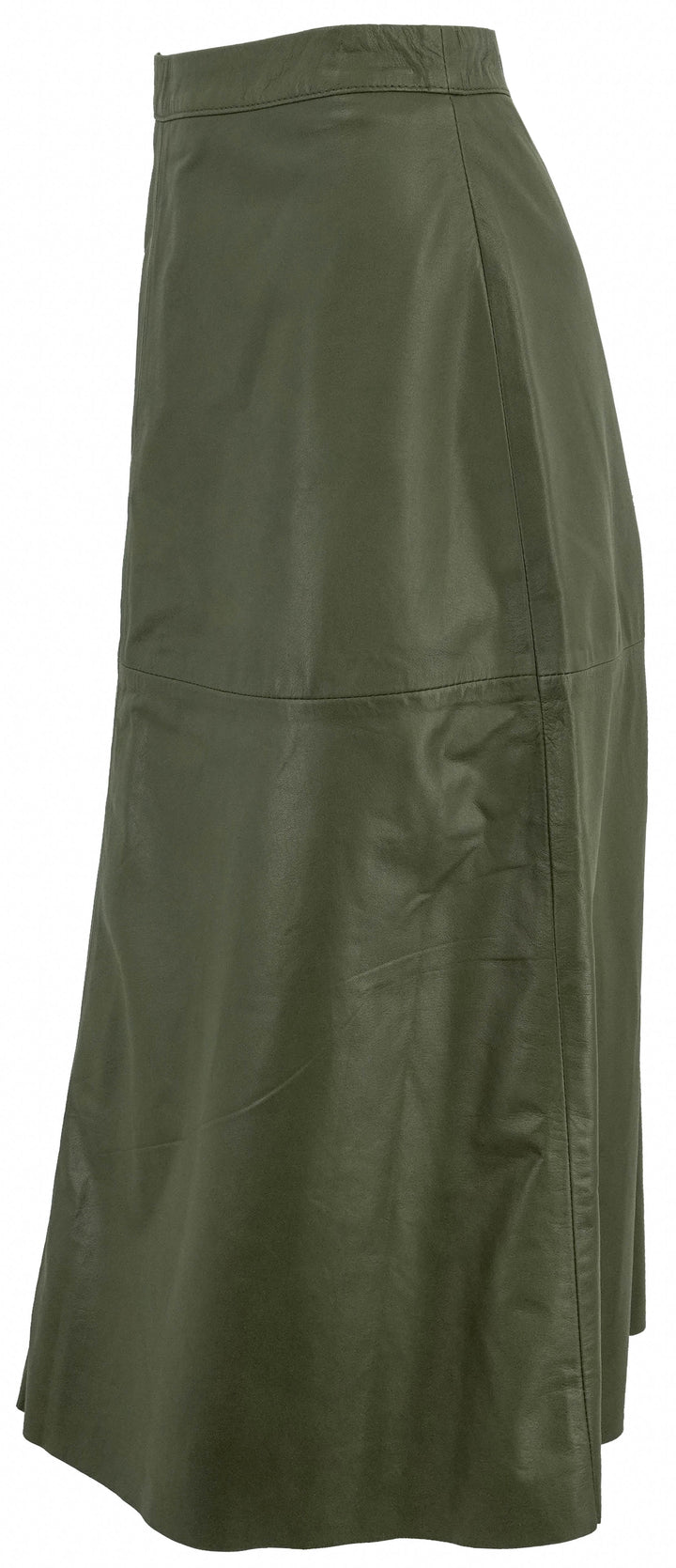 Officine Générale Leather Midi Skirt in Green - Discounts on Officine Générale at UAL