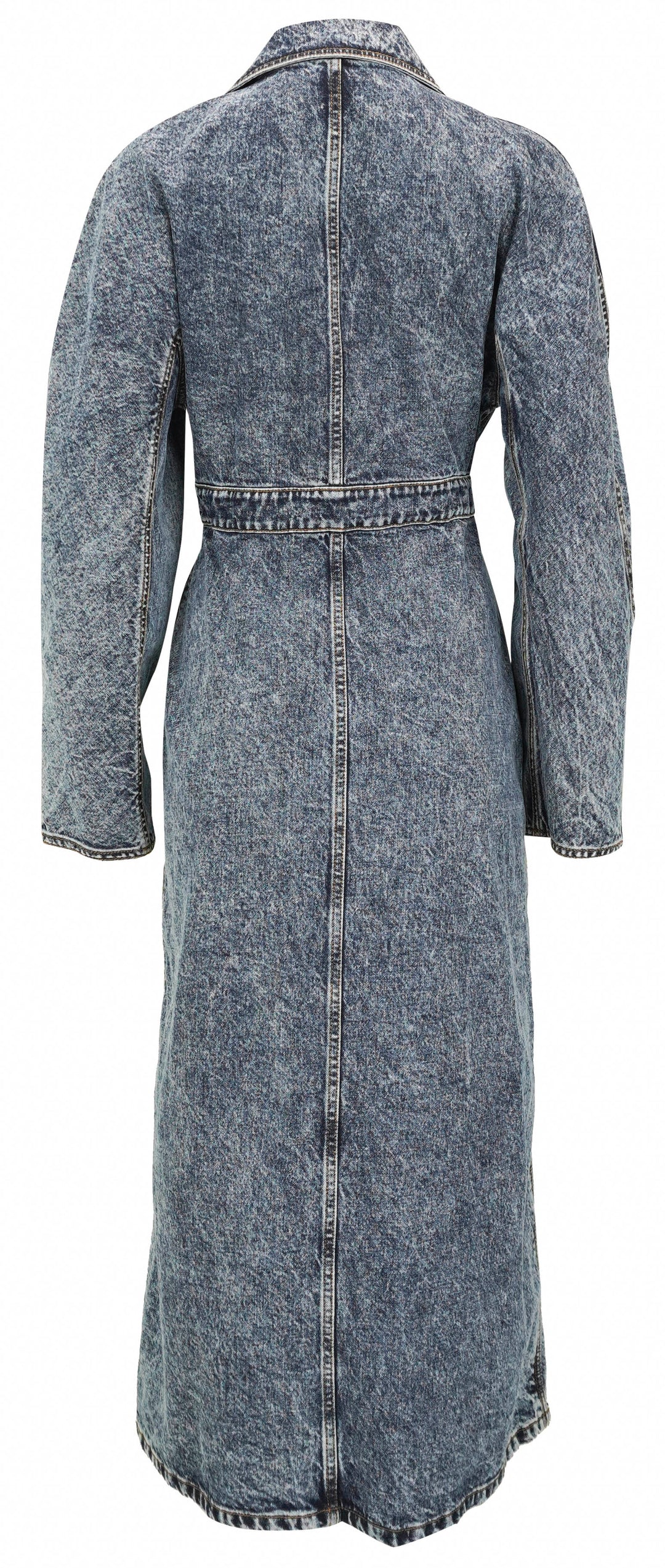 ALAÏA Spiral Trench Coat in Snow Denim - Discounts on ALAÏA at UAL