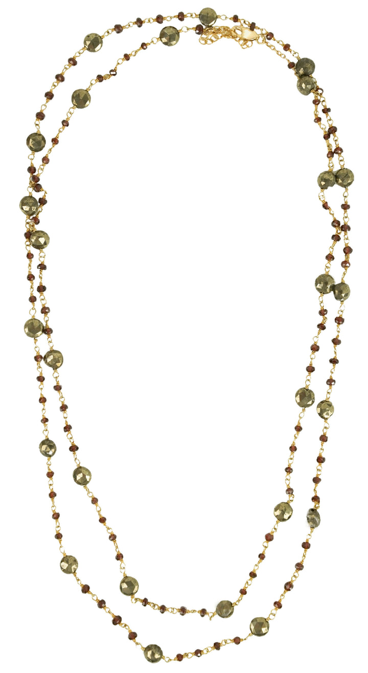 Ela Rae Diana Necklace in Garnet and Pyrite - Discounts on Ela Rae at UAL