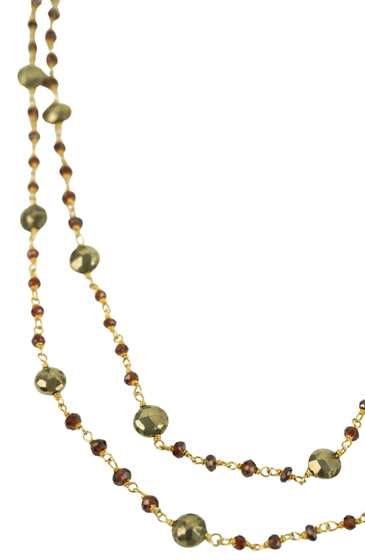 Ela Rae Diana Necklace in Garnet and Pyrite - Discounts on Ela Rae at UAL