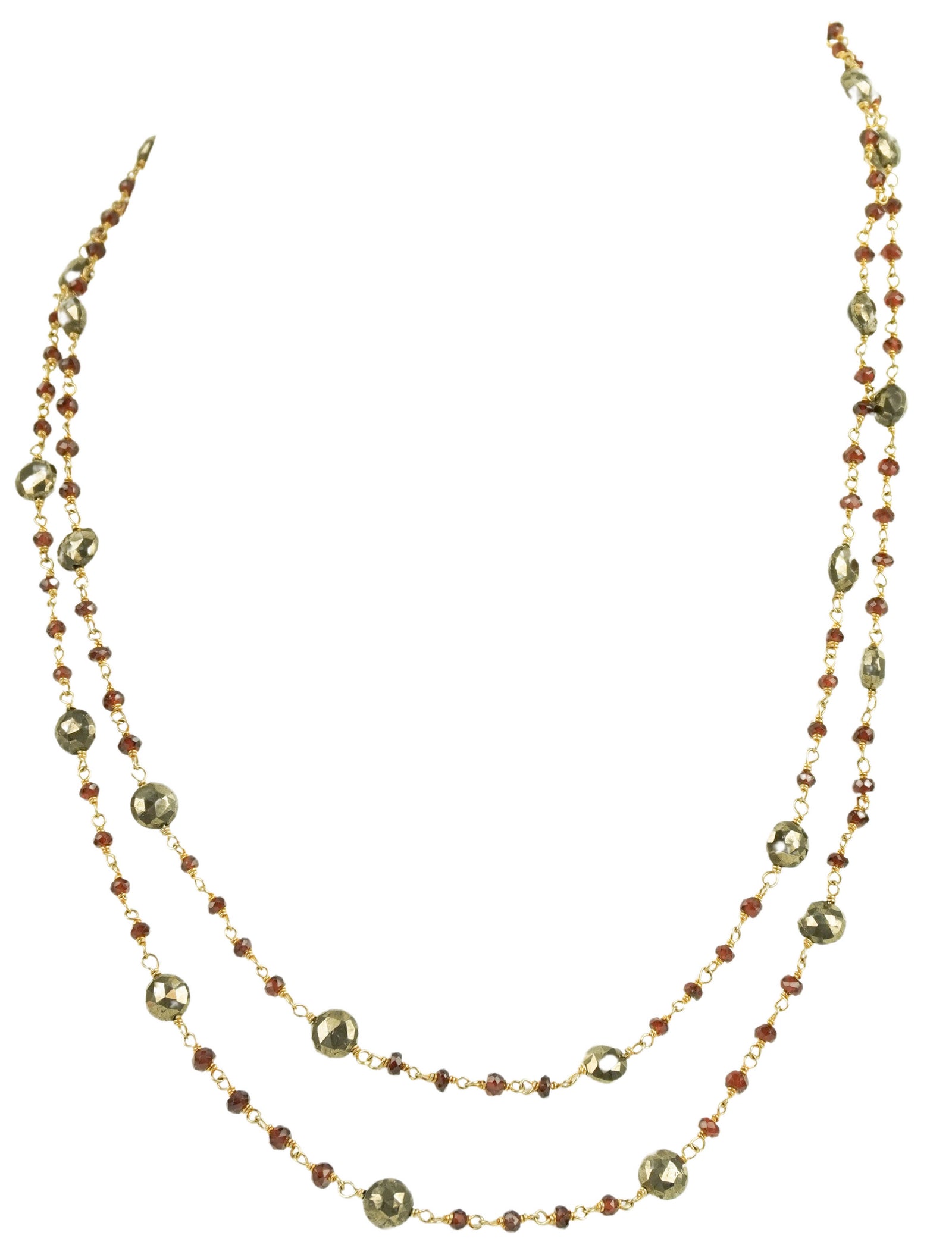 Ela Rae Diana Necklace in Garnet and Pyrite - Discounts on Ela Rae at UAL