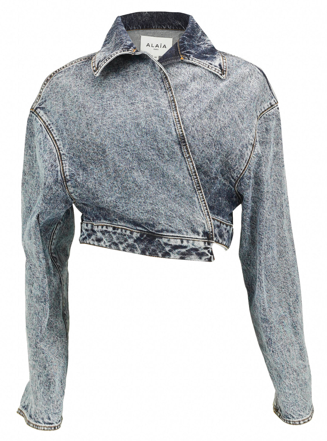 ALAÏA Spiral Jacket in Snow Denim - Discounts on ALAÏA at UAL