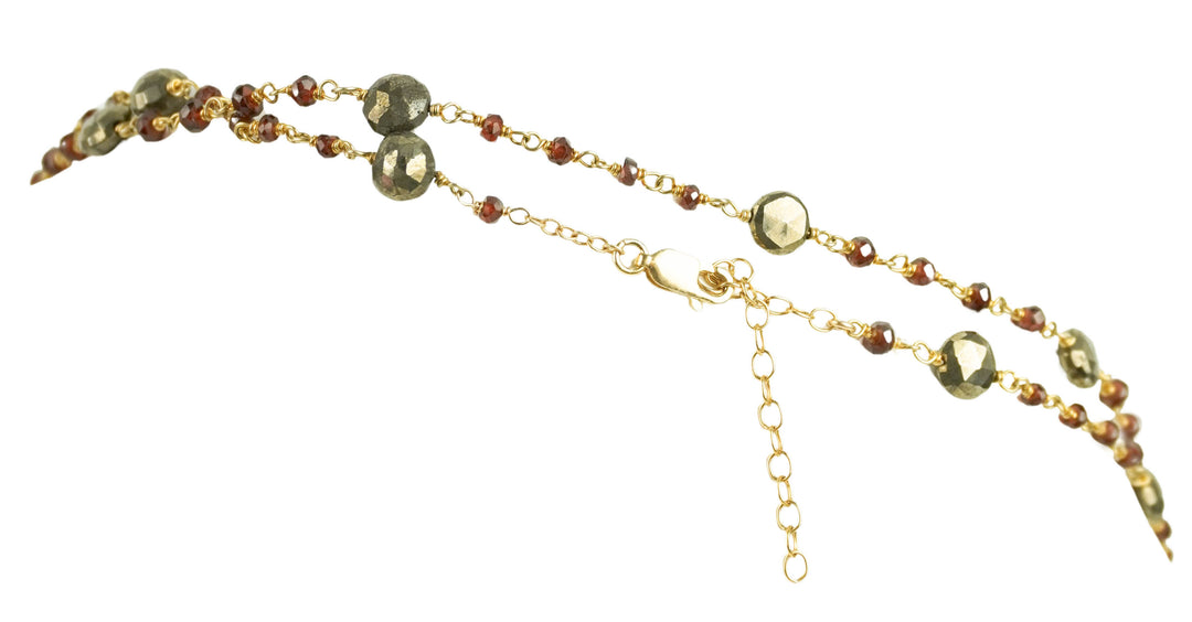Ela Rae Diana Necklace in Garnet and Pyrite - Discounts on Ela Rae at UAL