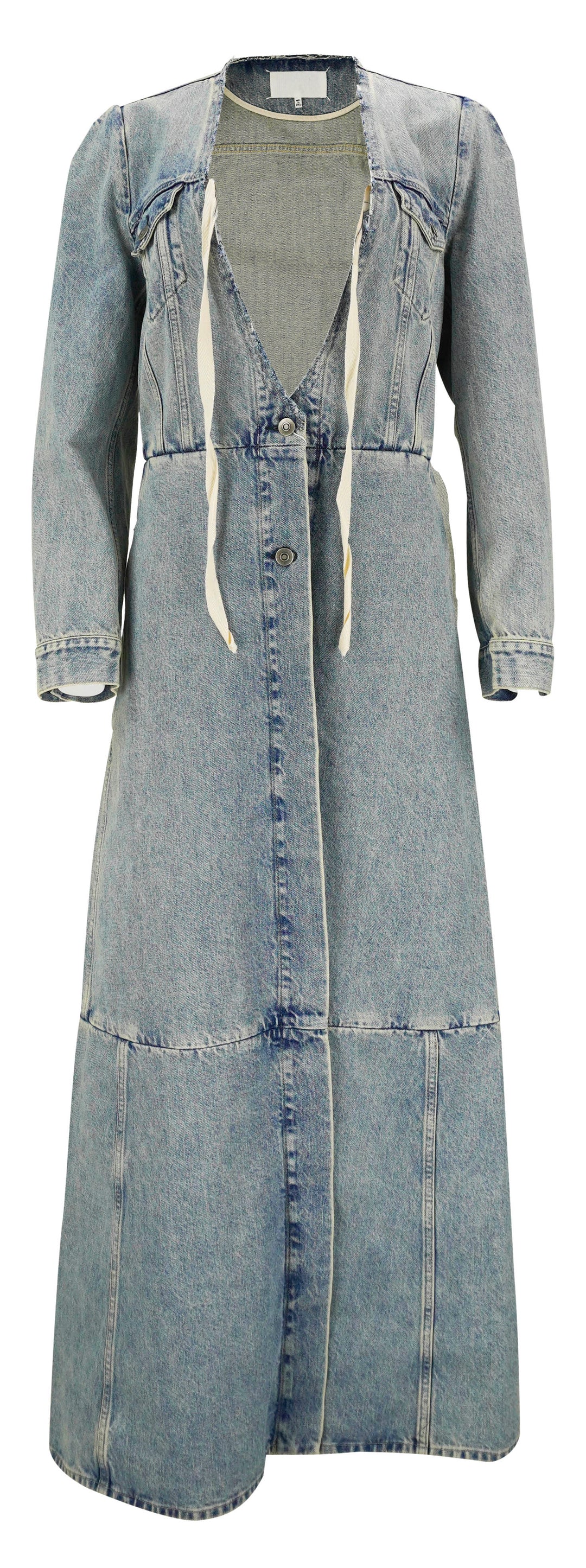 Maison Margiela Denim Maxi Coat in Light Blue - Discounts on Maison Margiela at UAL