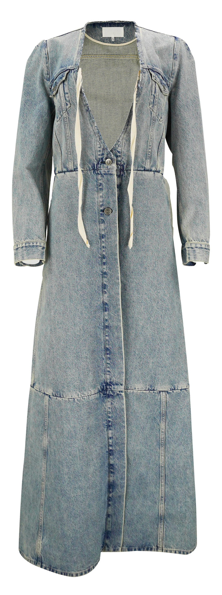 Maison Margiela Denim Maxi Coat in Light Blue - Discounts on Maison Margiela at UAL