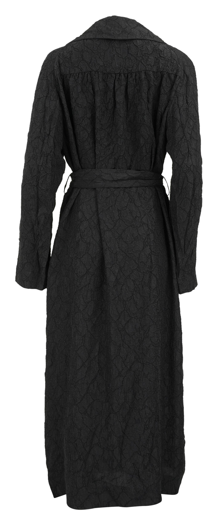 Dries Van Noten Crinkle Fabric Trench Coat in Black - Discounts on Dries Van Noten at UAL