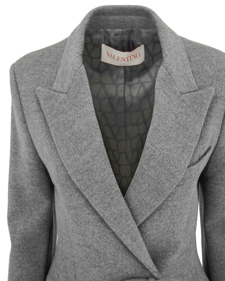 Valentino Bow Detail Coat in Grey