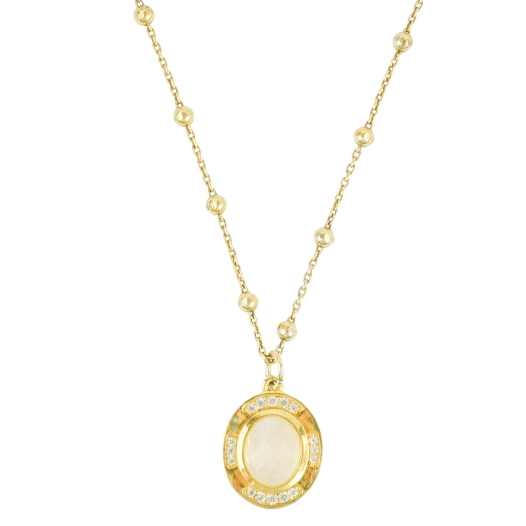 Ela Rae Gemstone Pendant Necklace in Rainbow Moonstone