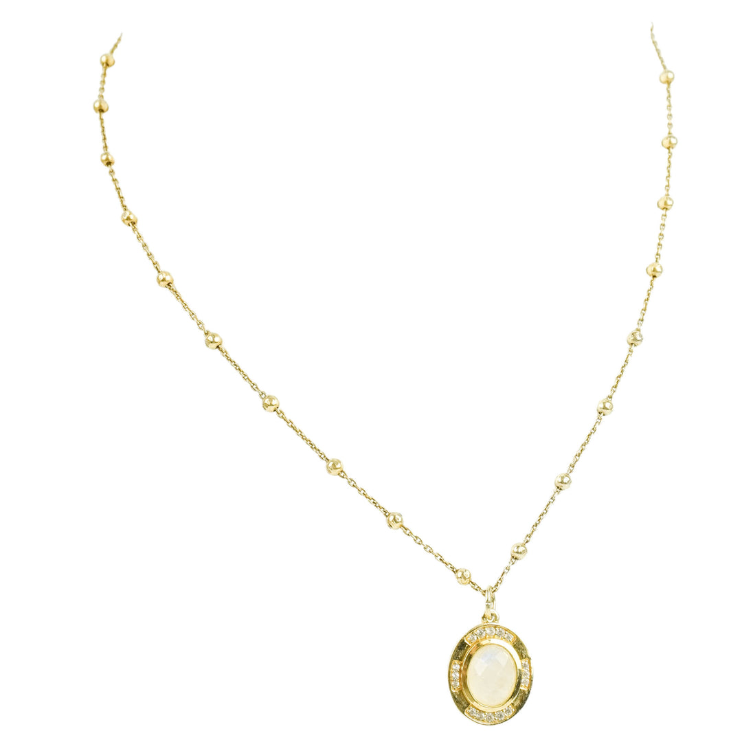 Ela Rae Gemstone Pendant Necklace in Rainbow Moonstone