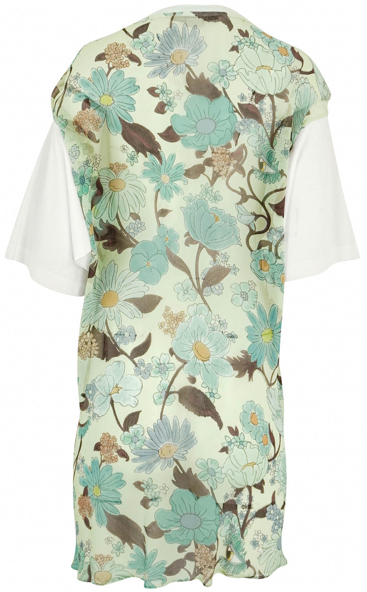 Stella McCartney Floral Print Panel T-Shirt in White Multi - Discounts on Stella McCartney at UAL
