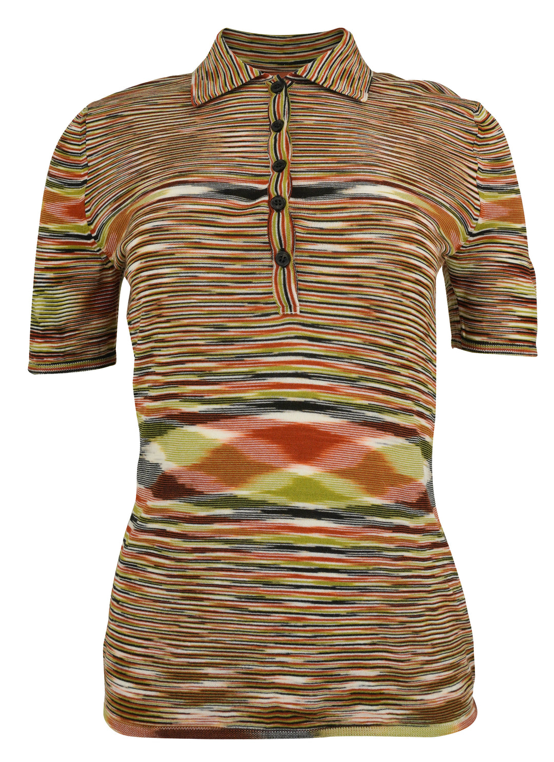 Missoni Wool Blend Polo Shirt in Multicolor Stripes - Discounts on Missoni at UAL