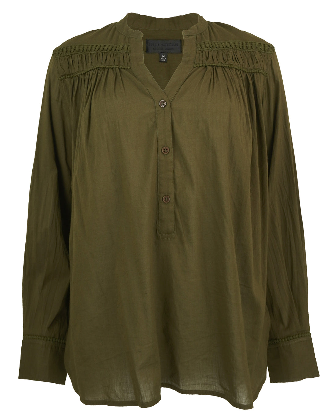 Nili Lotan Clarys Top in Olive Green - Discounts on Nili Lotan at UAL