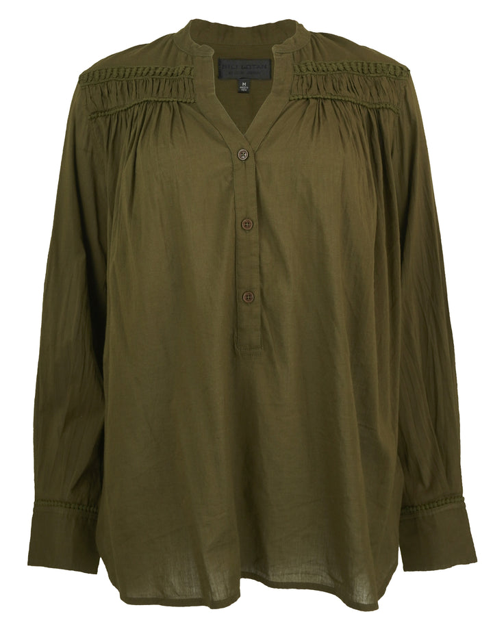 Nili Lotan Clarys Top in Olive Green - Discounts on Nili Lotan at UAL