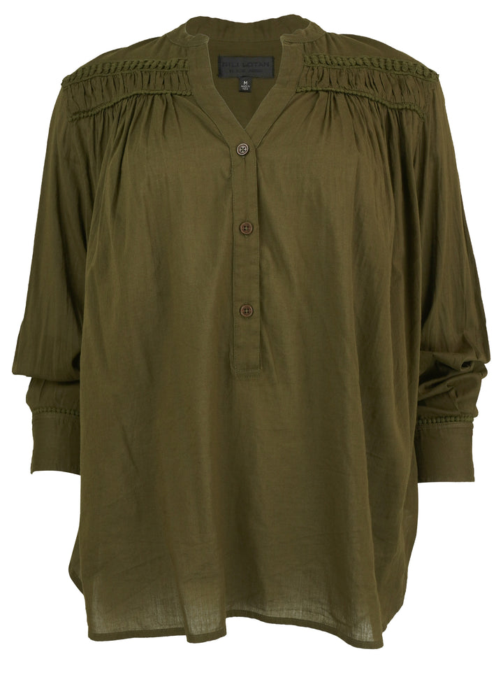 Nili Lotan Clarys Top in Olive Green - Discounts on Nili Lotan at UAL