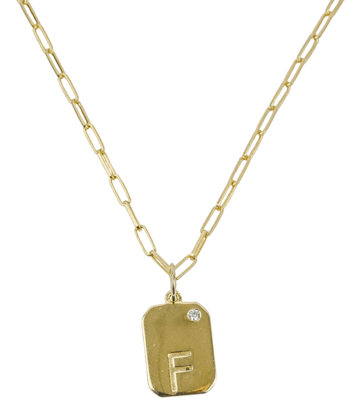 Ela Rae Dog Tag Initial Necklace - Discounts on Ela Rae at UAL